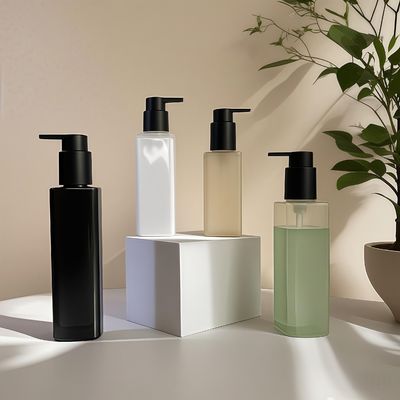 Kwadratowa butelka z tworzywa PET z pompką do kosmetyków i higieny osobistej, uszczelniana, w niestandardowych kolorach