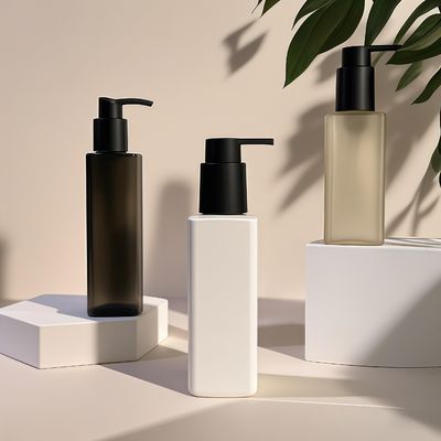 Kwadratowa butelka z tworzywa PET z pompką do kosmetyków i higieny osobistej, uszczelniana, w niestandardowych kolorach