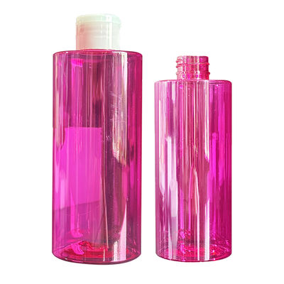 Niestandardowa butelka na balsam z czerwonego, przezroczystego PET z zakrętką typu press disc i pojemnością 300/400/500ml