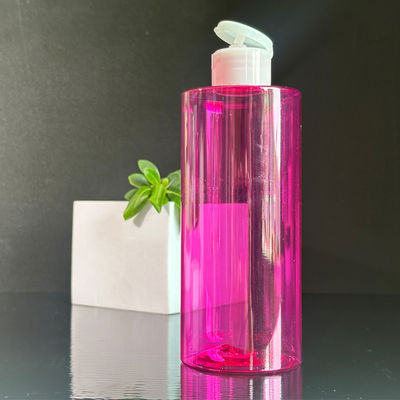 Niestandardowa butelka na balsam z czerwonego, przezroczystego PET z zakrętką typu press disc i pojemnością 300/400/500ml