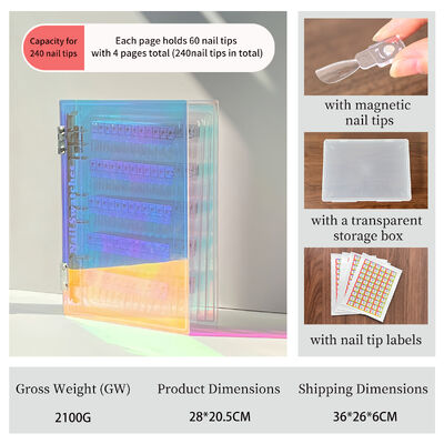 Odpinana akrylowa magnetyczna tablica do ekspozycji zdobień paznokci, gradientowe kolory, 120/180/240 odcieni, do narzędzi z tworzywa sztucznego, żelu do paznokci, akcesoriów do paznokci