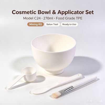 C24 Food‑Grade TPE Cosmetic Mixing Bowl 270ml For Salon & DIY Skincare | Safe for mixing mask powder & beauty paste. Reusable non‑stick beauty container for professional salon and home DIY facial care